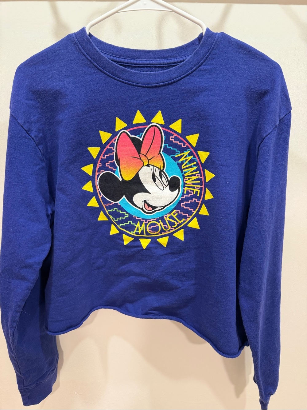 Disney Minnie Mouse Retro Long Sleeve Crop Shirt, XL
